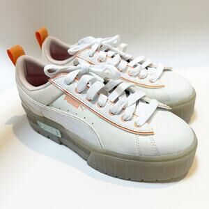 PUMA Mayze Stack Women’s Sneakers White Peach Size 8.5 Platform Chunky Sole